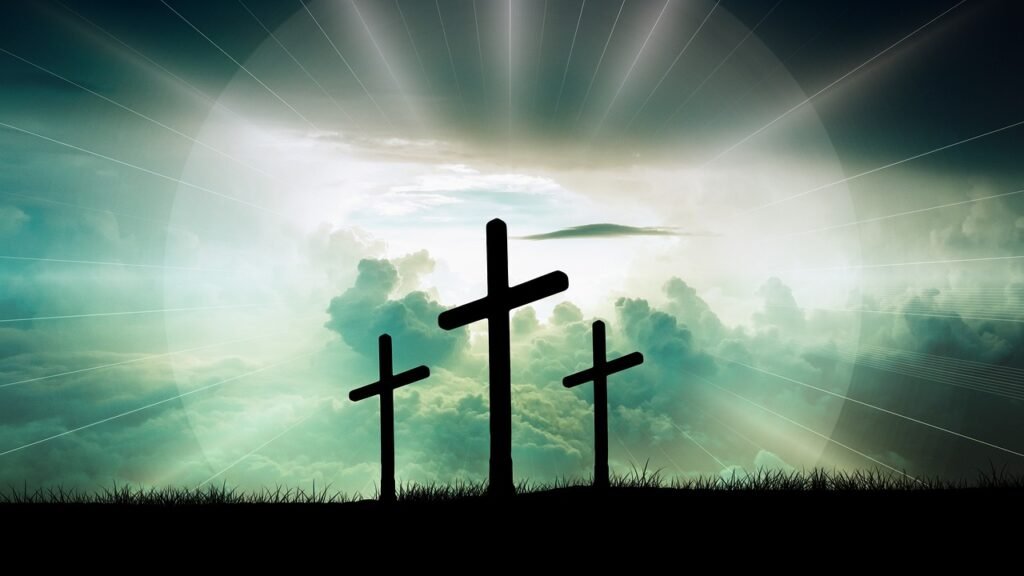 crosses, clouds, faith, christ, god, jesus, sun, light, sky, crucifixion, resurrection, bible, christianity, nature, church, easter, religion